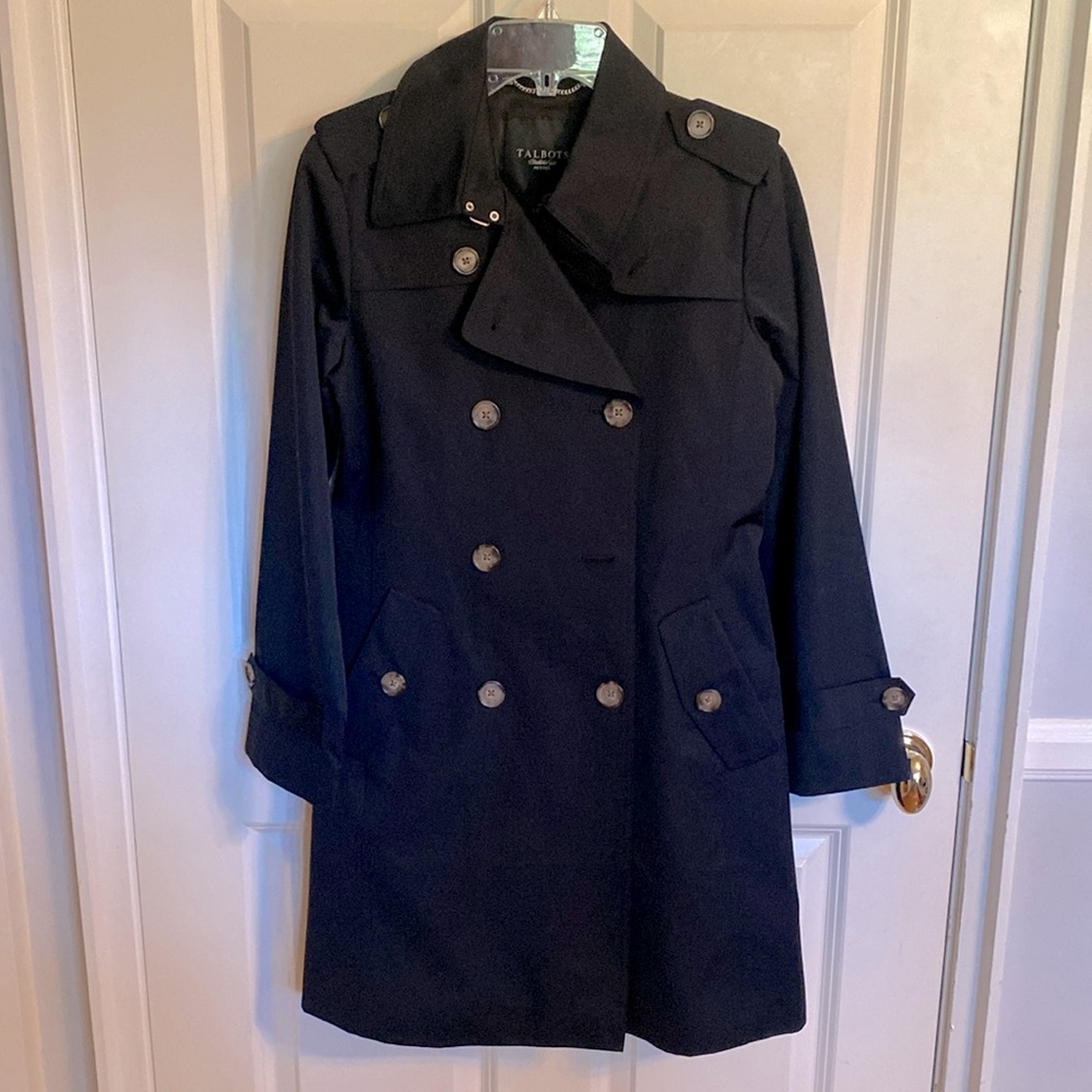 Talbots black trench coat - like new!